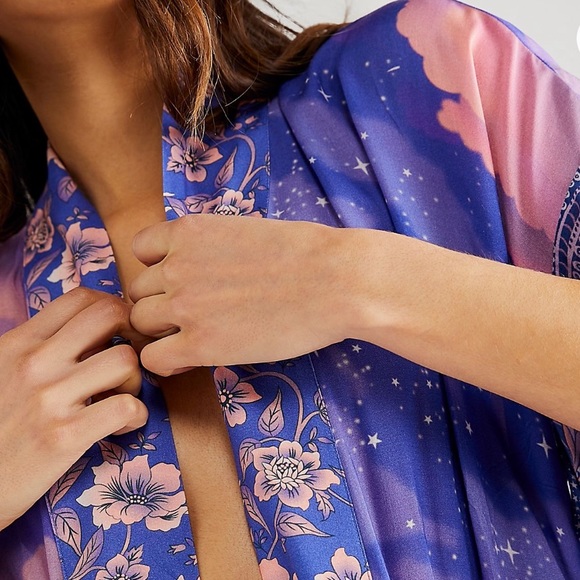 Boho Luna Cosmos Moon&Stars Maxi Kimono, Long Kimono, 100% Cotton, Kimono Sleeve - Picture 2 of 12